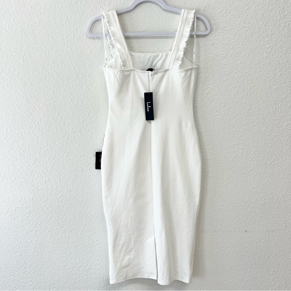 Lulus Persuasion Ivory Ruffled Bodycon Midi Dress White Size Small NWT - Picture 10 of 11